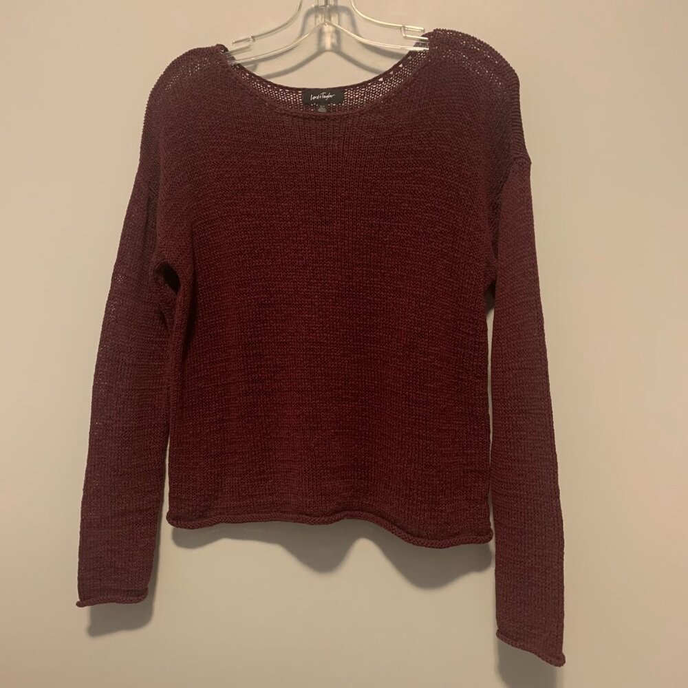 Lord & Taylor burgundy sweater cotton blend women size Small